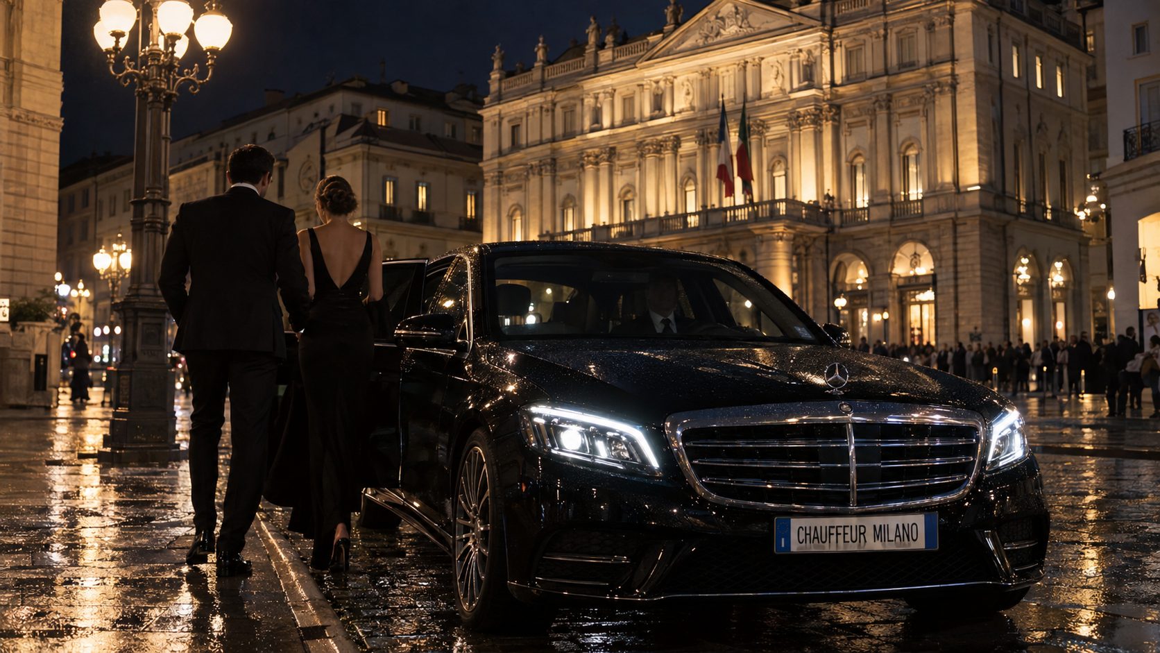 Ein Auto und ein Chauffeur, zu Ihrer Verfügung.
